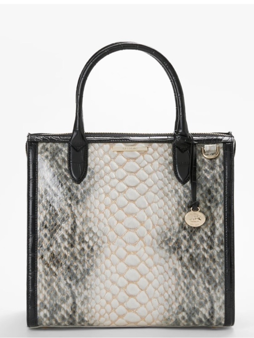 Brahmin Caroline Black Rockaway Snakeskin Satchel Bag